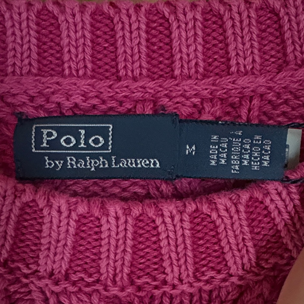 Ralph Lauren Women's Cable Knit Crewneck Sweater - Fuchsia - Picture 3 of 4